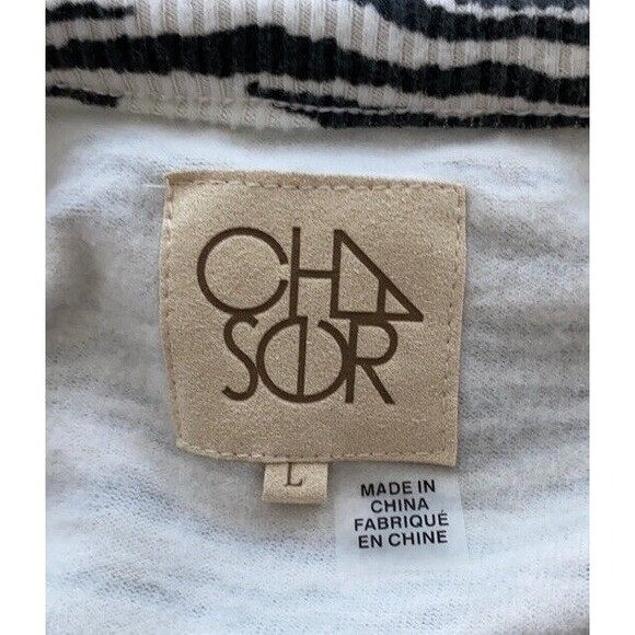 Chaser Bliss Knit Shirred Soft Pullover Sweater Zebra Print Animal Wild Large - Picture 8 of 12